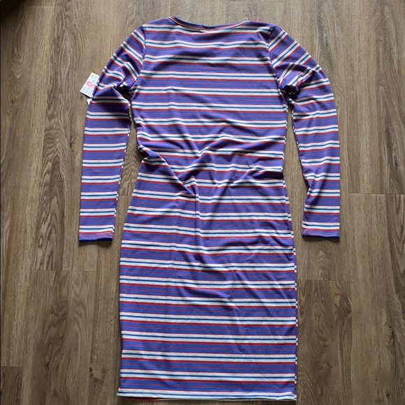 NWT LuLaRoe Red, White & Blue Striped Debbie Dress - Picture 2 of 8